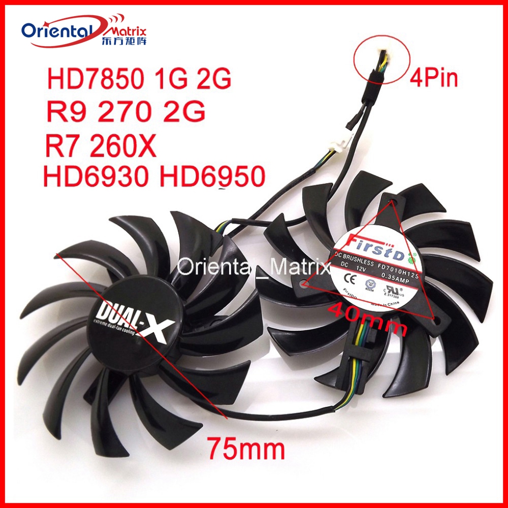 Cpu Fan - Ventilateur vidéo FD7010H12S 75mm DC12V 0,35a